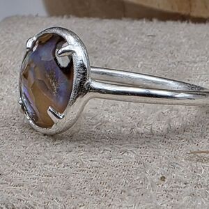 Elegant Silver and Brown Gemstone Ring (1148)